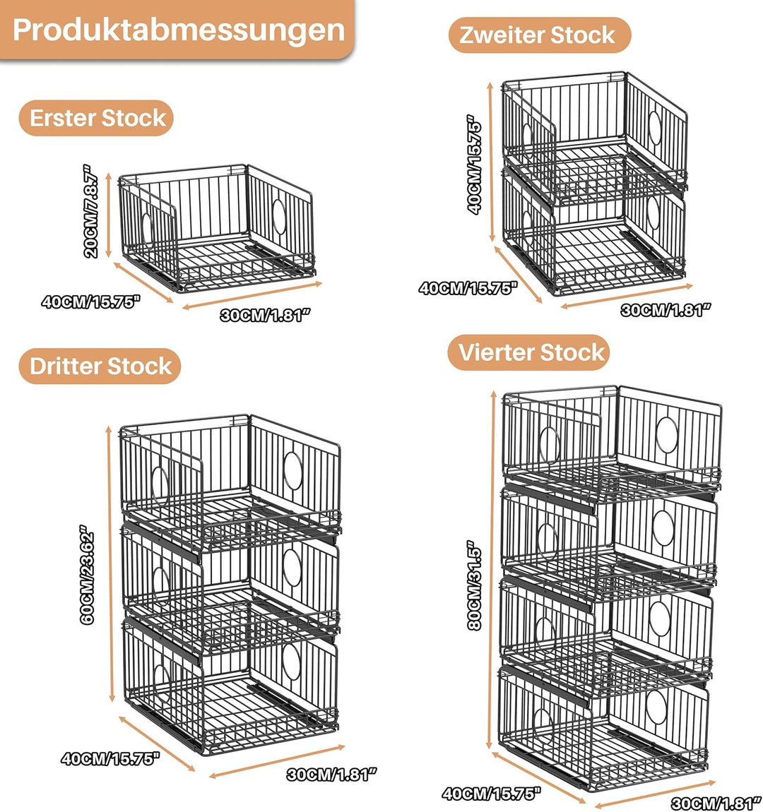 4 Stück Metall Schrank Organizer Kleiderschrank, Kein Bohren Ausziehbarer Schrank-Organizer, Stapelb