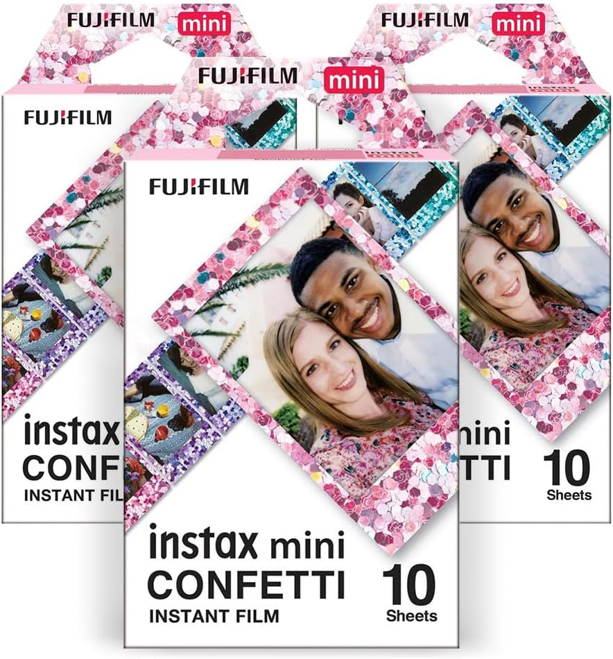 Fujifilm Instax-Konfetti-Mini-Film (10 Belichtungen, 3er-Pack), lebendige Bunte Sofortfotos, kompati