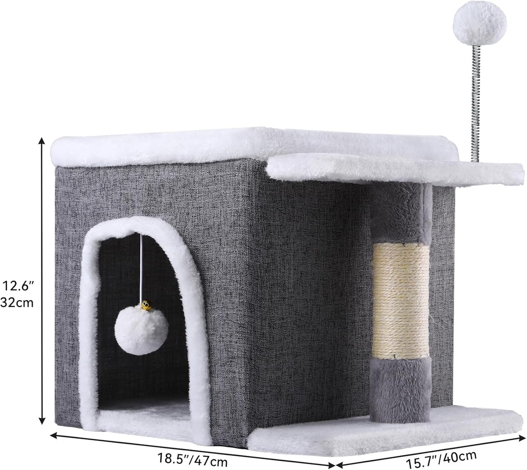 YITAHOME Katzenhaus Indoor,Faltbares Katzenhaus 47L x 40B x 32H cm Grosse Katzenhöhle mit Kratzbrett