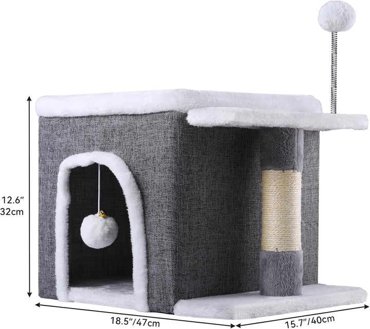 YITAHOME Katzenhaus Indoor,Faltbares Katzenhaus 47L x 40B x 32H cm Grosse Katzenhöhle mit Kratzbrett