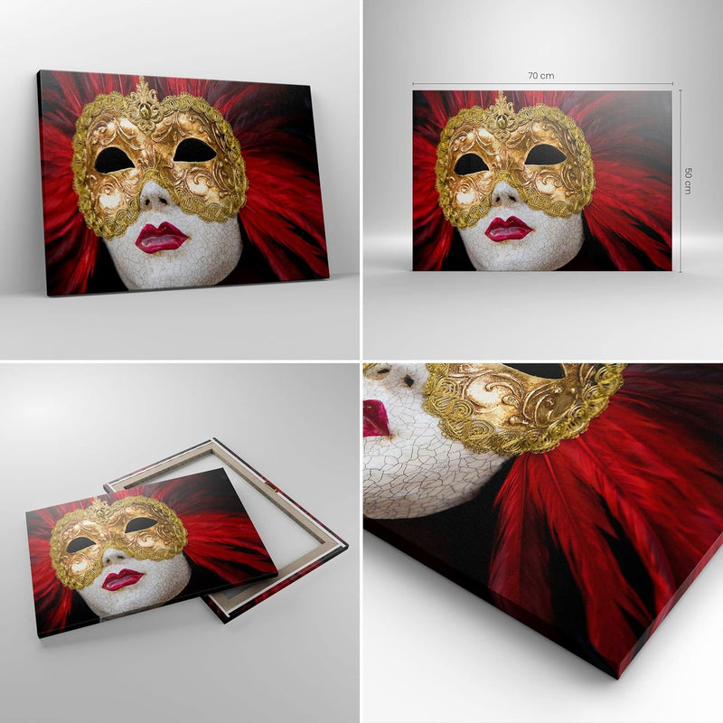 Bilder auf Leinwand Venezianische Maske Kostüm Spass Feder Leinwandbild 70x50cm Wandbilder Dekoratio