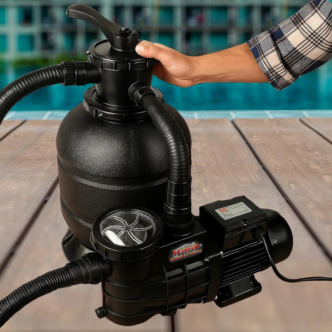 Mauk Schwimmbadpumpe 320 W 7500l/h max 60 m³ inkl Vorfiltereinsatz Single, Single