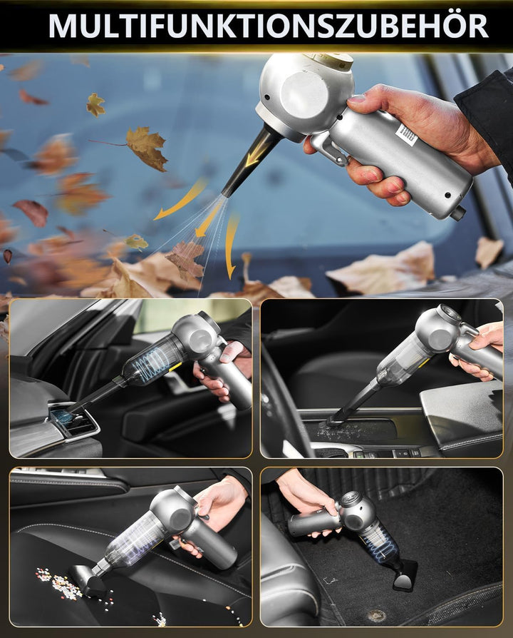 ZUSKYZU Handstaubsauger 22000Pa 6in1 Handstaubsauger Akku Kabellos Wiederaufladbar 7800mAH,mit Typ-C