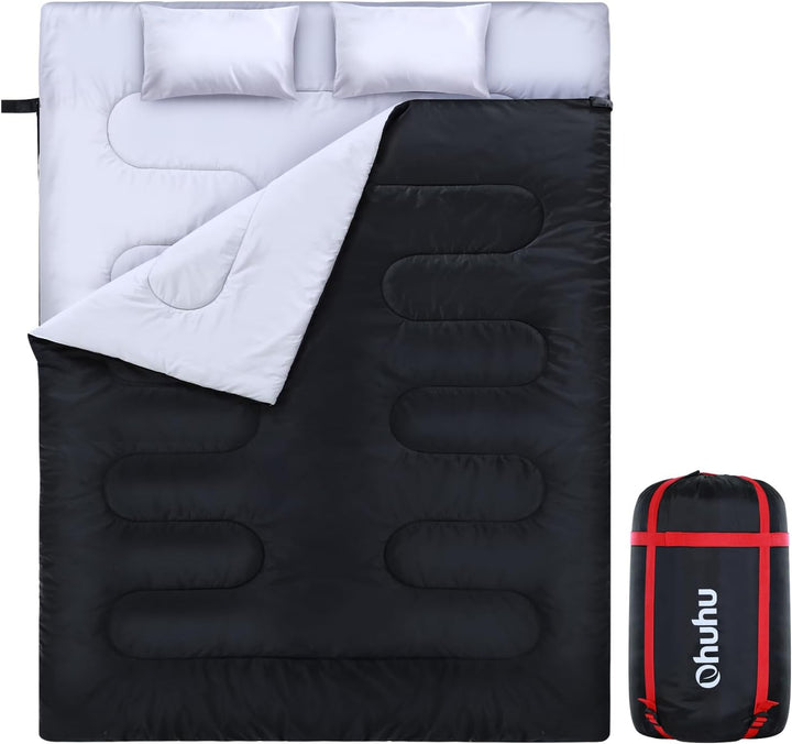 Ohuhu Dicker Doppelte Schlafsack 220 x 150cm Erwachsene Deckenschlafsack mit 2 Gratis Kissen und ein