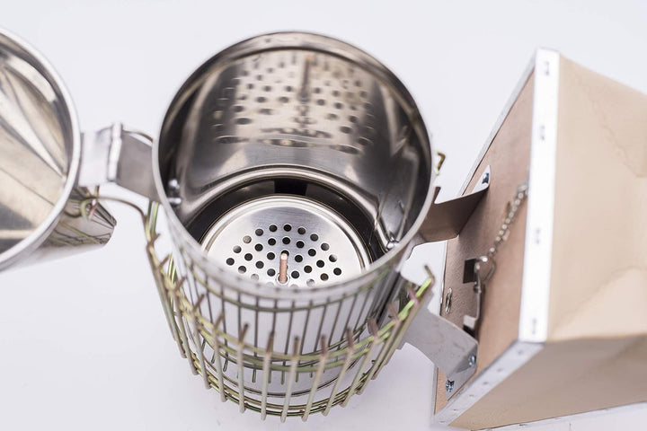 Imkado Imker Set M - Premium Edelstahl-Smoker, Rauchstoff, Anzünder - Ideal für Hobbyimker - Einstei