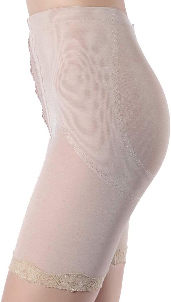 PAZ Figurformende Miederhose | Hochgeschnittene Damen Shapewear Mieder Unterwäsche mit Spitze L Nude