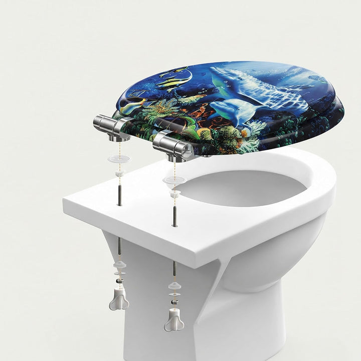 SINOBATH WC-Sitz Mit Absenkautomatik,Toilettendeckel MDF Holzkern,Softclose Scharnier (Wal), Wal