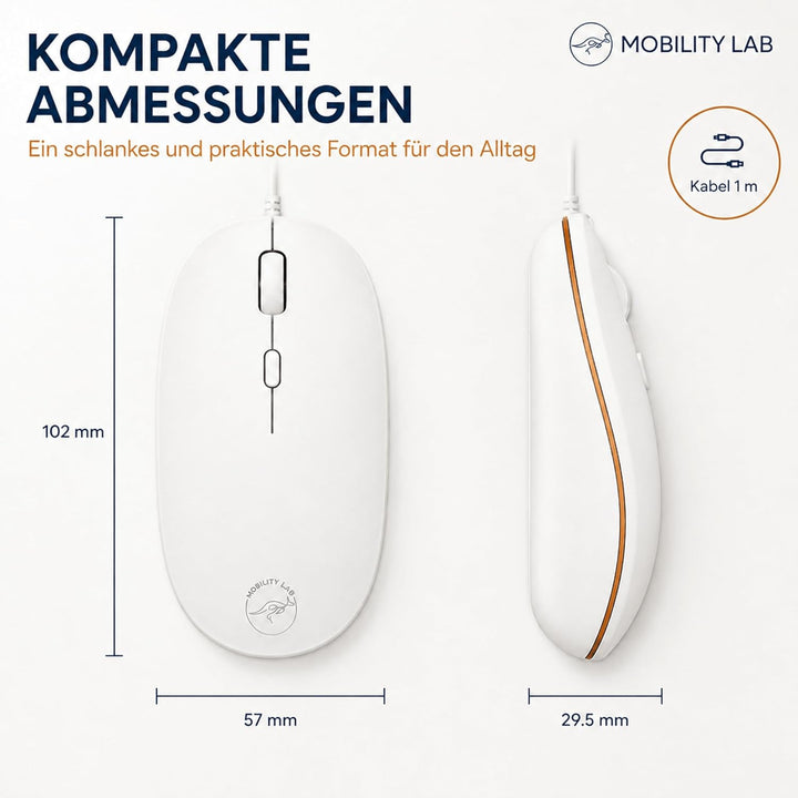 Mobility Lab ML301884 Wired Optische Maus 1600 DPI für Mac und PC-weiss, wired