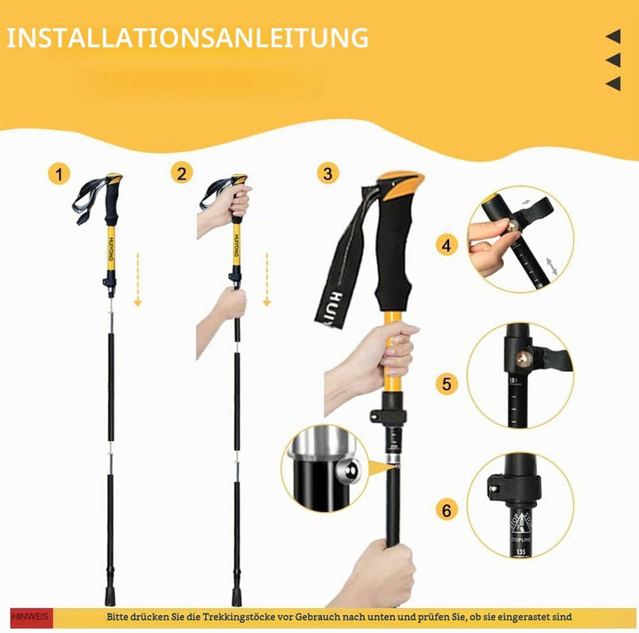 HUINING Wanderstöcke faltbar 2Pcs Trekkingstöcke Aluminium Nordic Walking stöcke Damen und Herren,Le