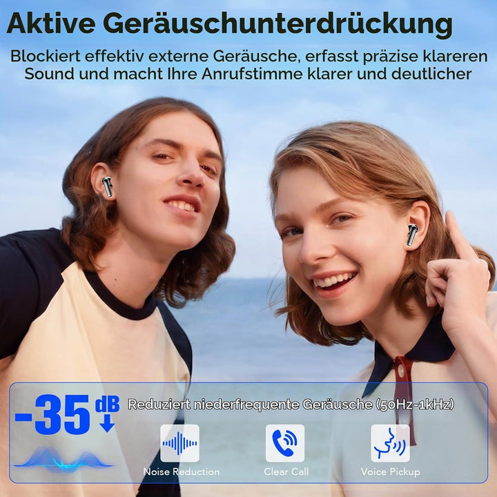 2026 Neu Bluetooth Kopfhörer, In Ear Kopfhörer Kabellos Bluetooth 5.4, 4 ENC Noise Cancelling Mic mi