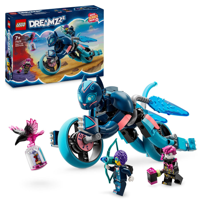 LEGO DREAMZzz 2in1 Zoey’s Cat Motorcycle Set, Rebuild an Animal Figure into a Bike Toy for 7 Plus Ye