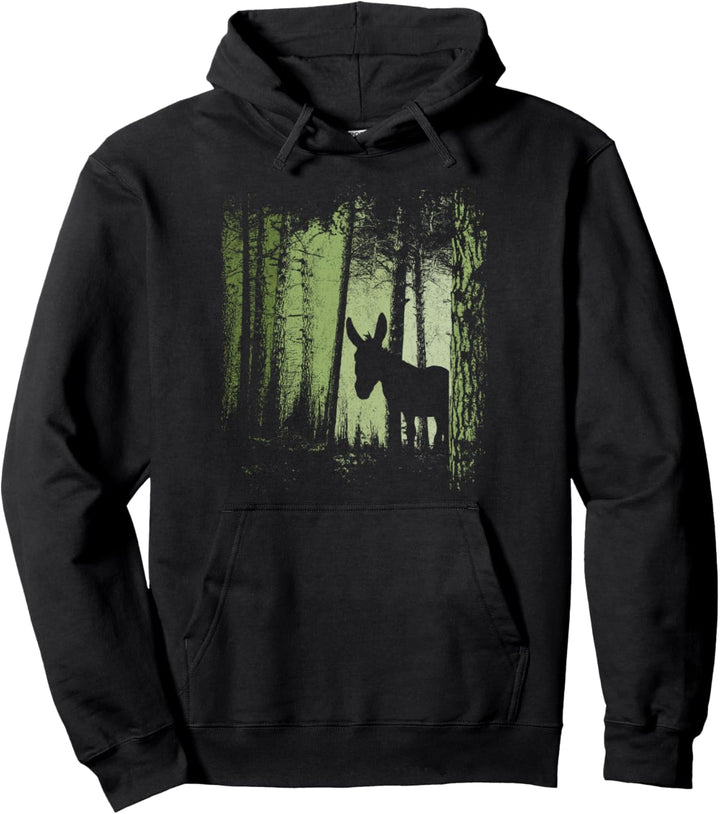 Dämmerung Zwielicht Wald Esel Maultier Silhouette Pullover Hoodie