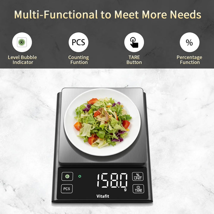 Vitafit 5kg Küchenwaage Digital, Hohe Genauigkeit 0.1g durch Unser Professionelle Fabrik Seit 2001,