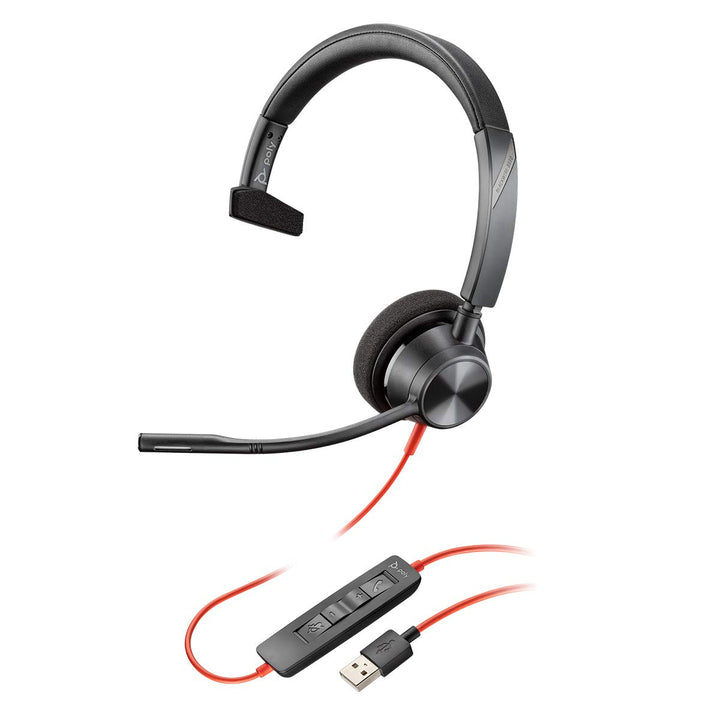 Plantronics – Blackwire 3310 USB-A (Poly) – kabelgebundenes Ein-Ohr Headset (Mono) mit Mikrofonarm –