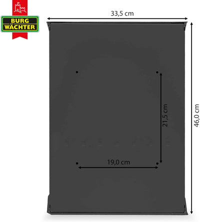 Burg Wächter Design Briefkasten | Modell Riviera 46cmx33,5cmx13cm gross | verzinkter Stahl anthrazit