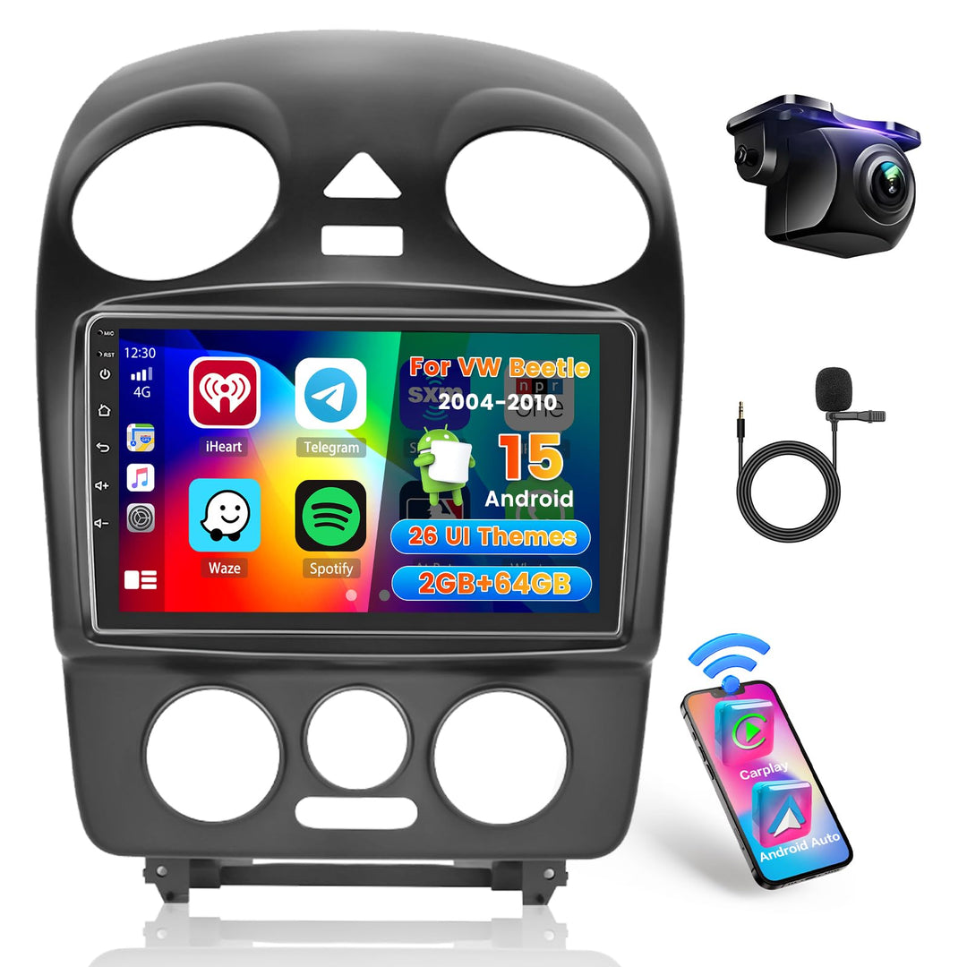 Hikity 2+64G Android 15 Autoradio Für VW Beetle 2004-2010 mit Wireless Carplay Android Auto, 9 Zoll