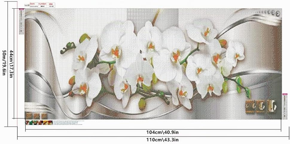 Diamantmalerei, Orchideen, grosse Bilder, 110 x 50 cm (innen 104 x 44 cm), Zahlenmalen, Orchideen, M