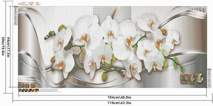 Diamantmalerei, Orchideen, grosse Bilder, 110 x 50 cm (innen 104 x 44 cm), Zahlenmalen, Orchideen, M