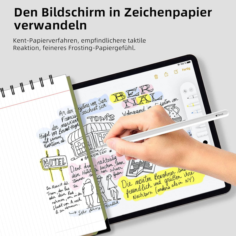 3 Stück Papier Folie Kompatibel mit iPad 7./8./9.Generation(10.2 Zoll, 2019/2020/2021), Matt Papierf