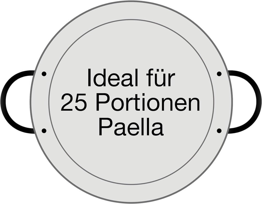 Paellapfanne, Stahl poliert, 70 cm Durchmesser, das Original aus Spanien von Paella World