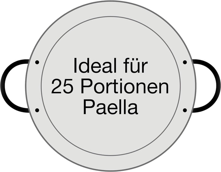 Paellapfanne, Stahl poliert, 70 cm Durchmesser, das Original aus Spanien von Paella World
