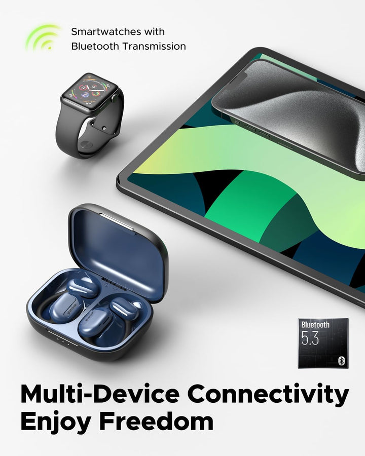 Kabellose Ohrhörer, Power 1 Open-Ear Kopfhörer, Bluetooth 5.3 Ohrhörer mit Ohrbügel für Langzeitkomf