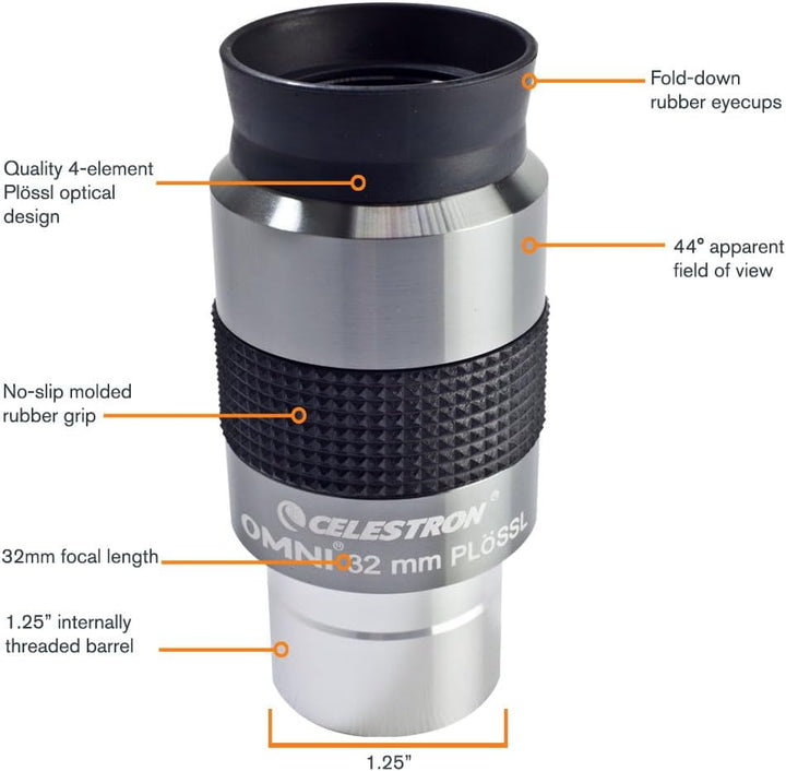 Celestron 93323 1-1/4-32 mm Omni Serie Okular, 32 mm
