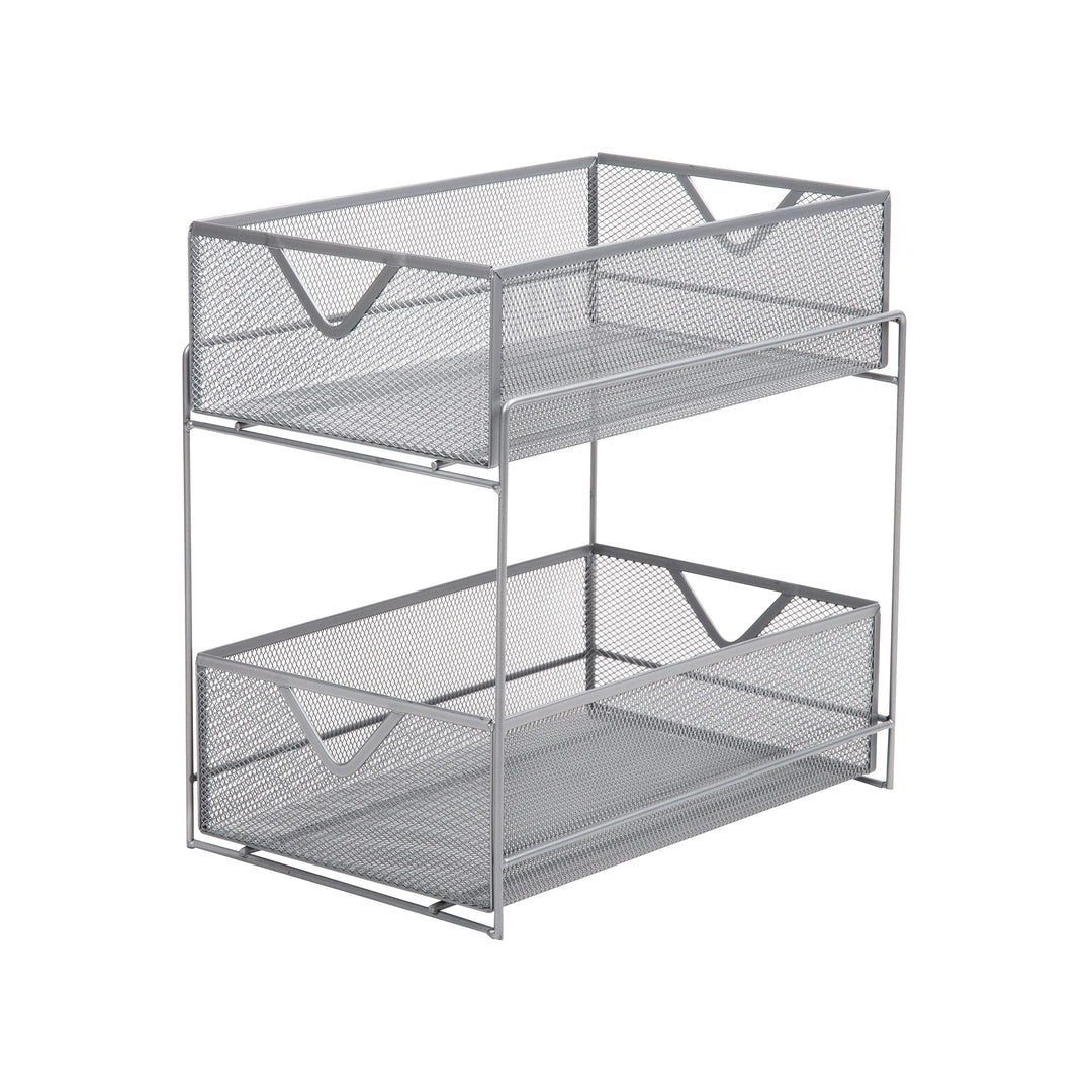 Mind Reader Network Collection, 2-Tier Sliding Basket Storage, Kitchen, Desk, Makeup, Cabinet Organi