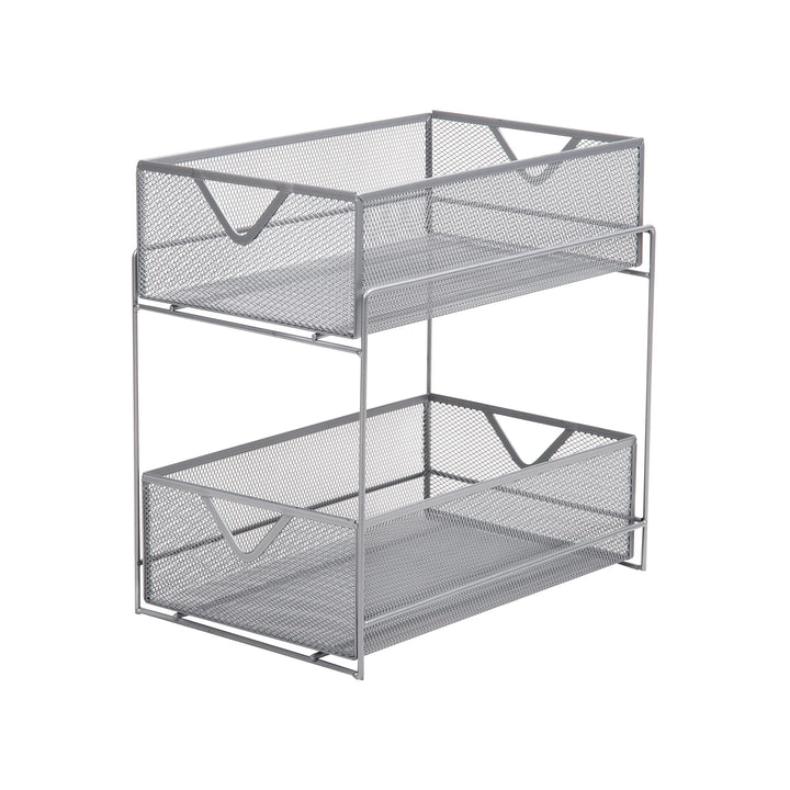 Mind Reader Network Collection, 2-Tier Sliding Basket Storage, Kitchen, Desk, Makeup, Cabinet Organi
