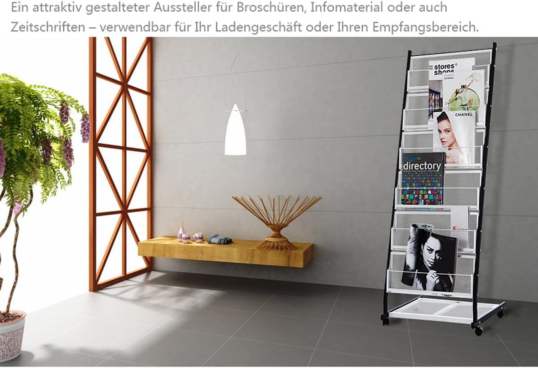 BPT Magazinregale Prospektständer Boden für Broschüren, Prospekthalter, Format A4, Eisen-Bücherregal