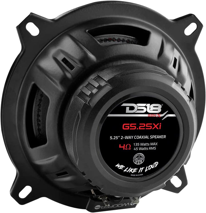 DS18 GEN-x5.25 5,25 Zoll 135 Watt 2-Wege-Koaxial-Lautsprecher mit Mesh-Gitter 4-Ohm - als EIN Paar v