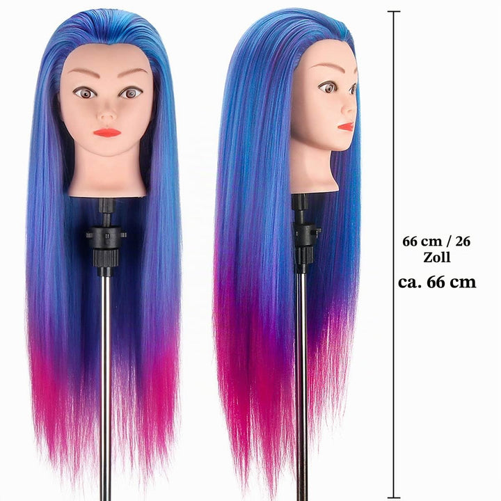 TopDirect 66cm/26 Zoll Übungskopf Frisierkopf Friseur 100% Synthetisches Haar Perückenkopf Trainings