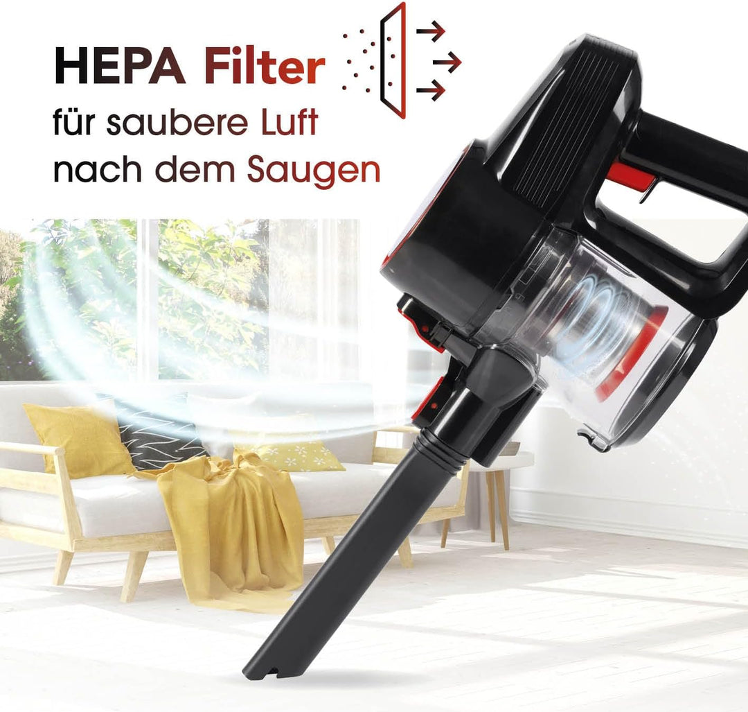 CLEANmaxx kabelloser Akku-Zyklon-Staubsauger | Leistungsstarker Handstaubsauger inkl. 800 ml beutell