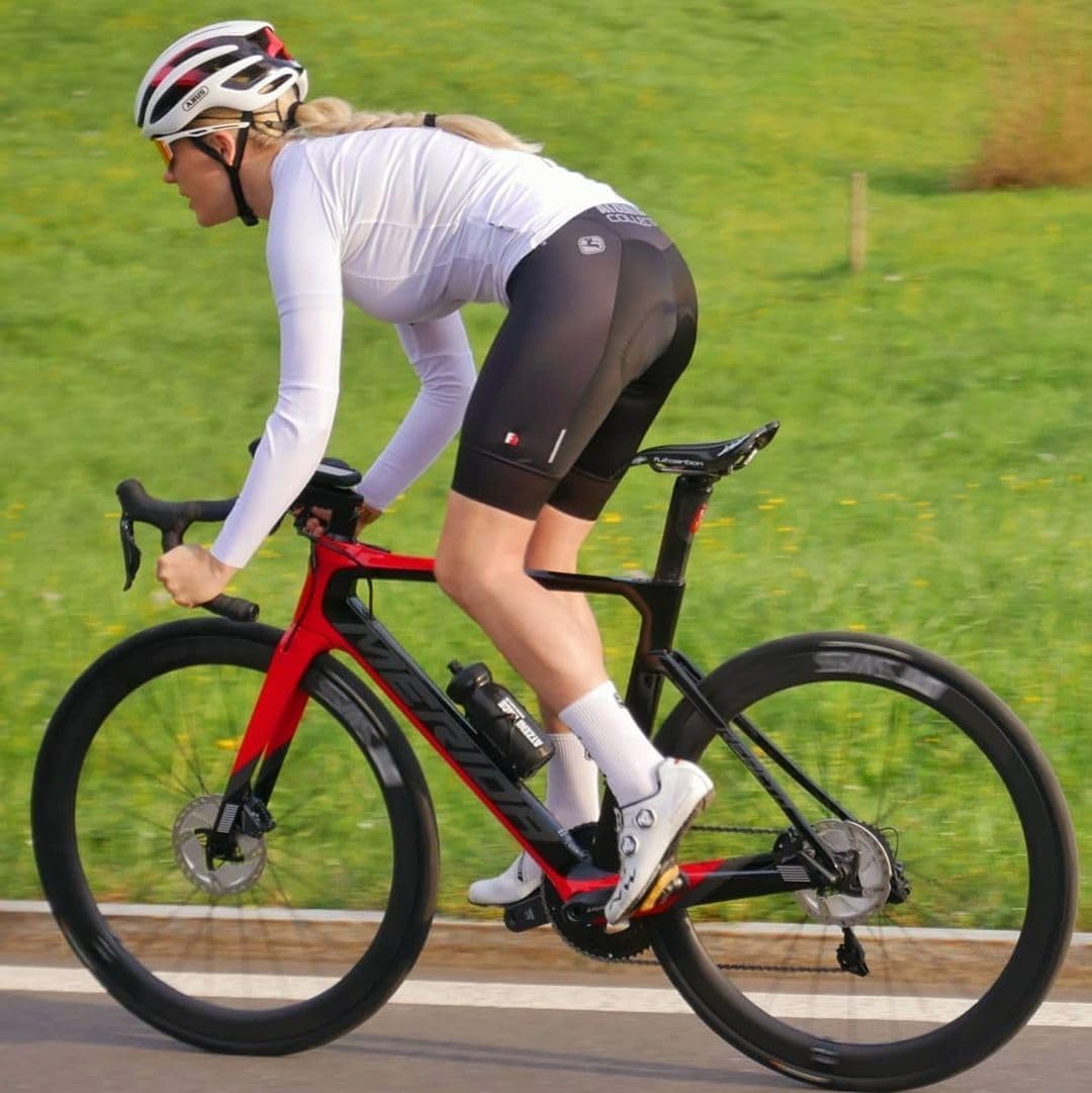 Wulibike Damen Radtrikot,Fahrradtrikot Damen Langarm Atmungsaktiv Rennrad Trikot Damen mit 3 Rückent