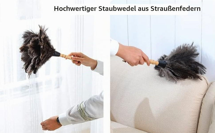 Staubwedel Straussenfeder, Razatik Schuhanzieher Staubwedel Antistatisch Holzgriff Feder Staubwische