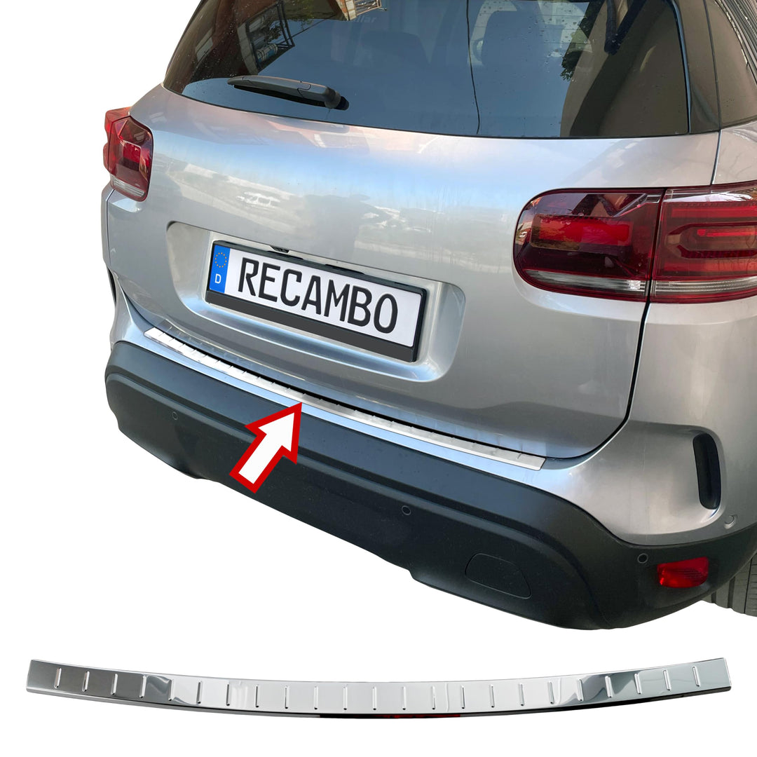 RECAMBO Ladekantenschutz Edelstahl Hochglanz poliert, Chrom Look - kompatibel für Citroen C5 Aircros