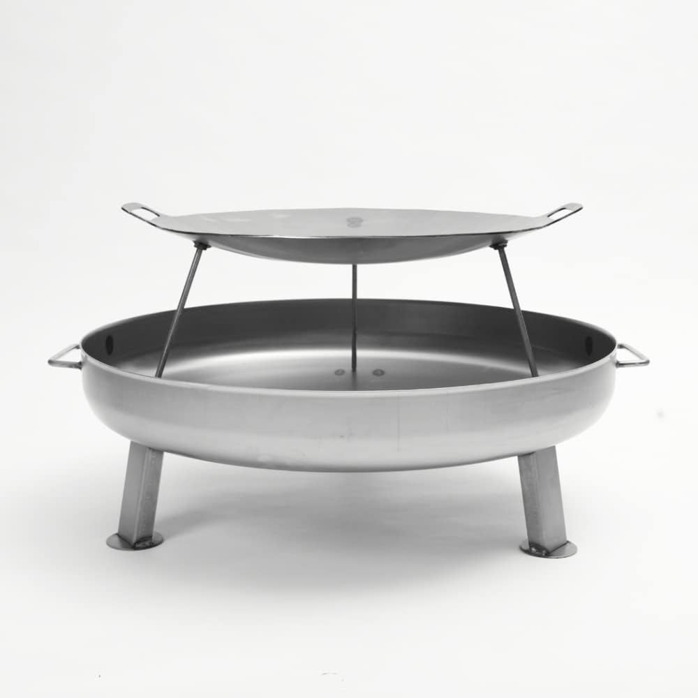 Czaja Feuerschalen® Grillplatte und Feuerschale Ø 58 cm - Mobile Feuerschale und Feuerplatte Silber