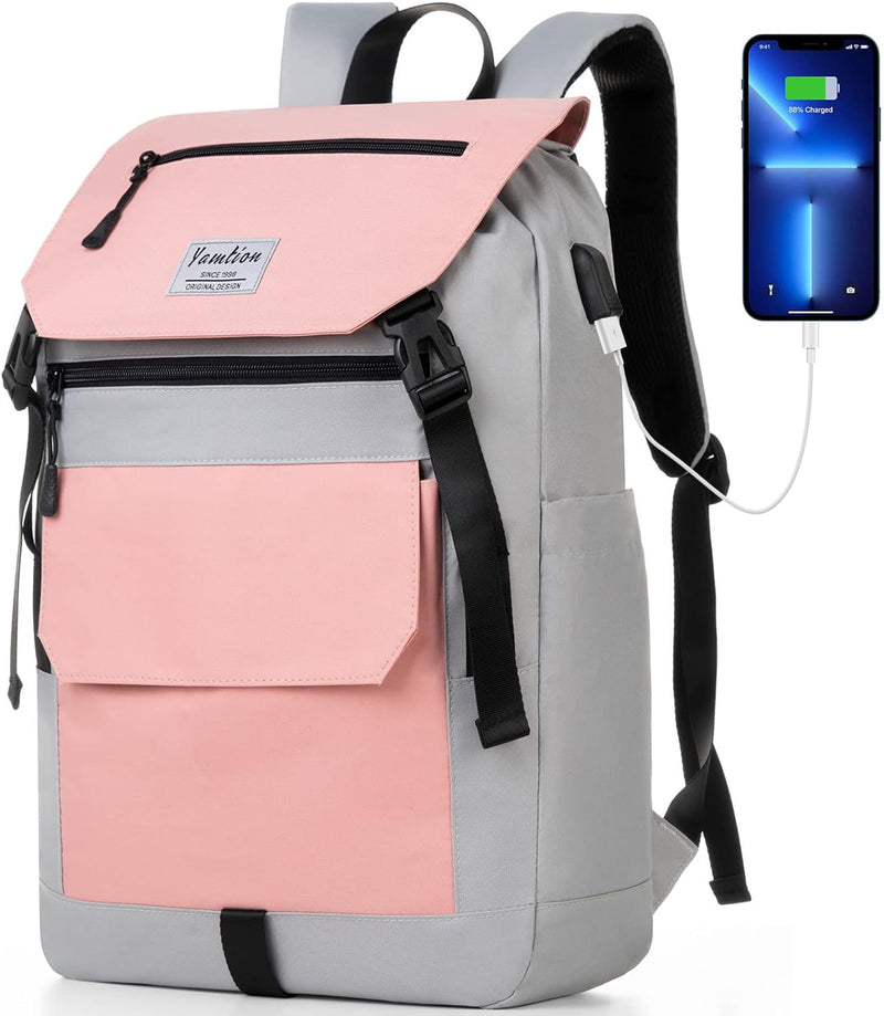 YAMTION 17" Rucksack Laptop Damen Schulrucksack Mädchen Teenager Rucksack Schule Frauen Schulranzen