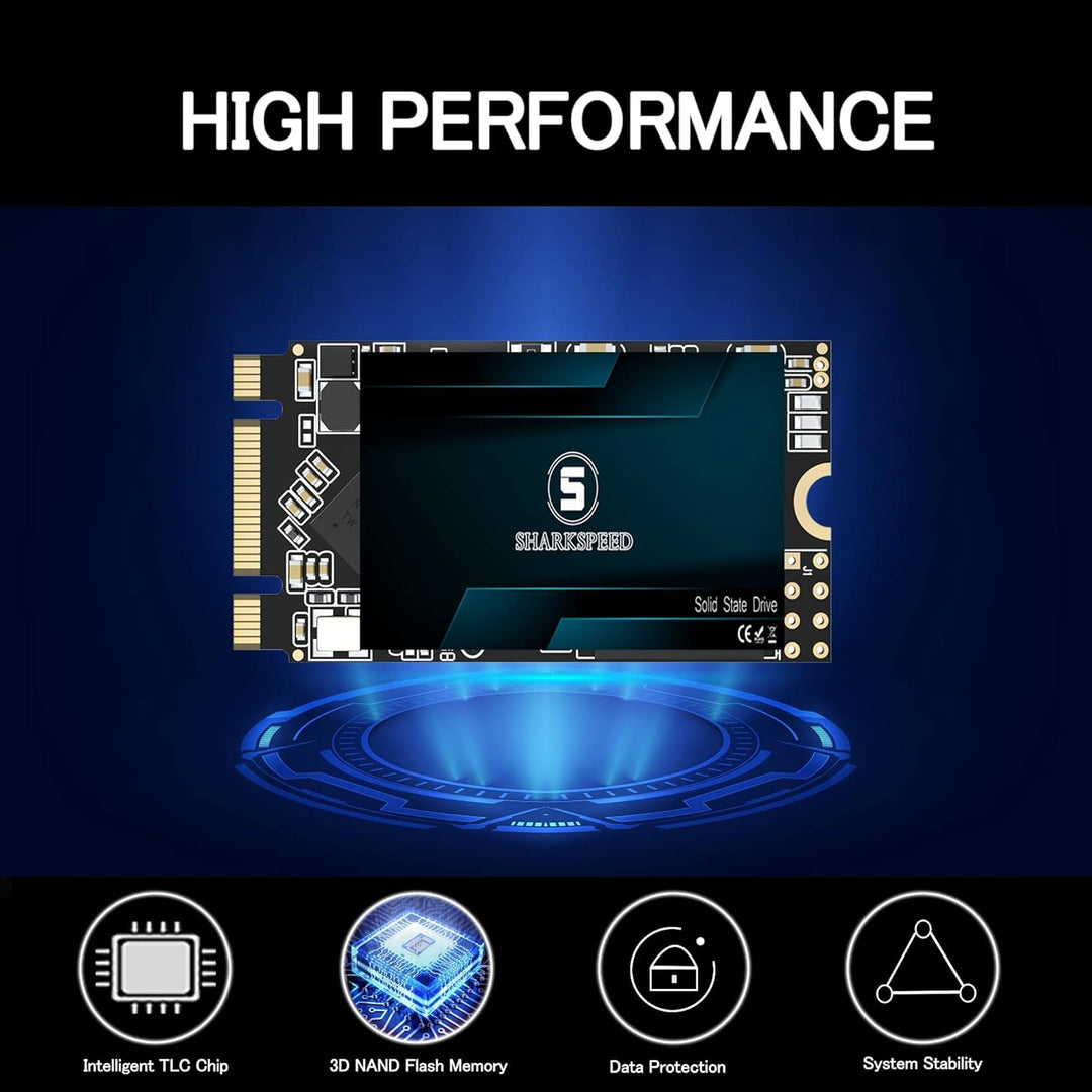 SHARKSPEED SSD 2TB M.2 2242 42mm SATA3 Festplatte Intern Solid State Drive für Laptops und Desktops