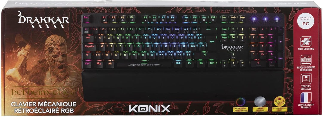 Konix Drakkar Kabelgebundene mechanische Gaming-Tastatur Helheim Elite AZERTY - Volles Anti-Ghosting