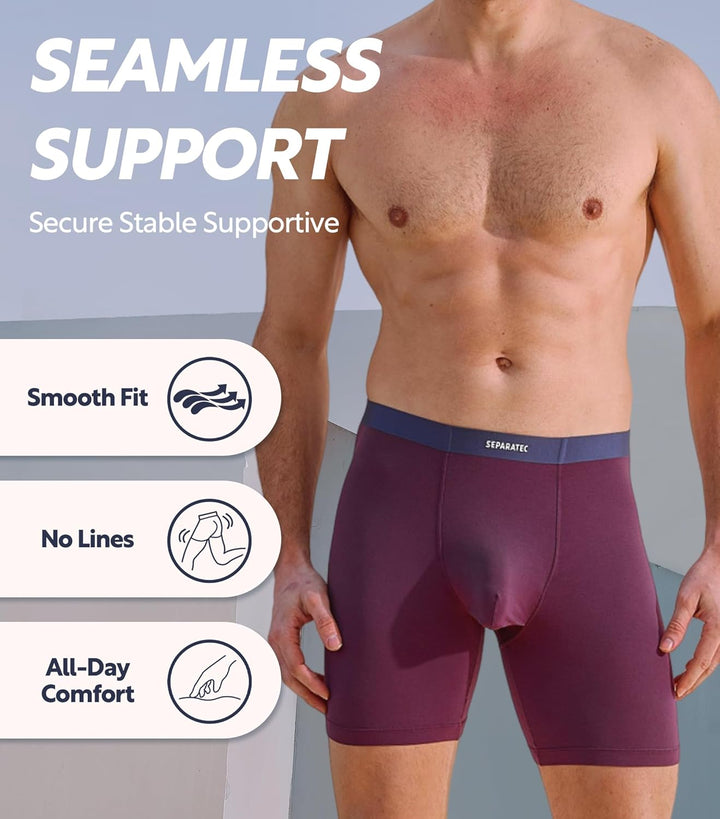 Separatec Herren Boxershorts 4er Pack Doppelbeutel Dual Pouch, Bambus Unterhosen Männer, Stretcken H
