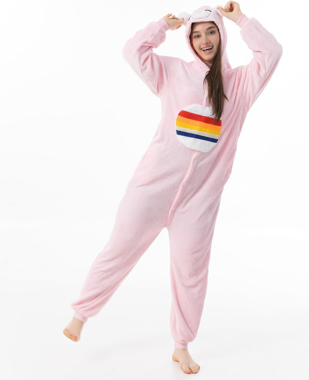 Katara 1744 Glücksbärchis Onesie Regenbogen-Kostüm, Tiere, Party, Karnevals-Kostüm in Pink, Verkleid