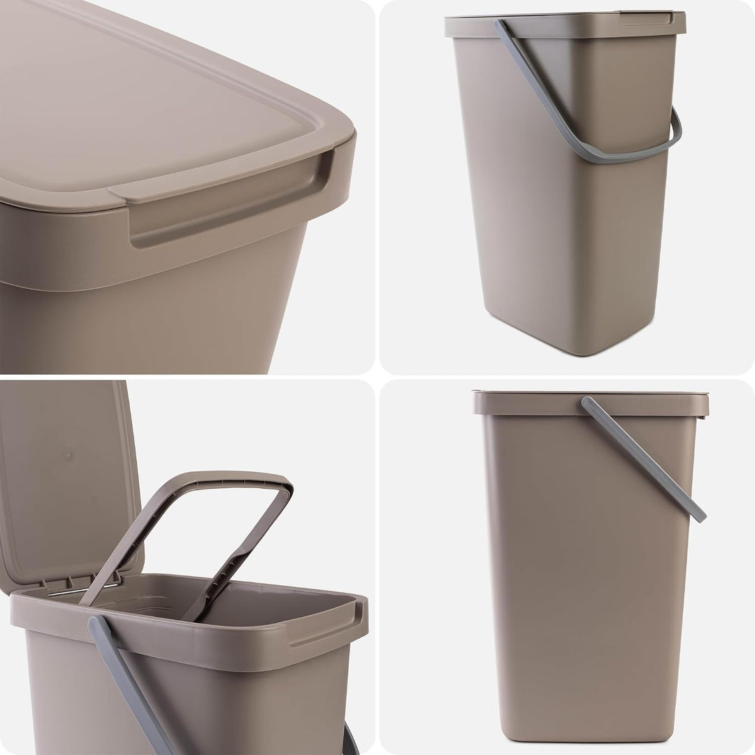 KADAX Abfallbehälter 20L, 4er Set, Abfalleimer aus Plastik mit Deckel und Griff, Mülleimer für Müllt