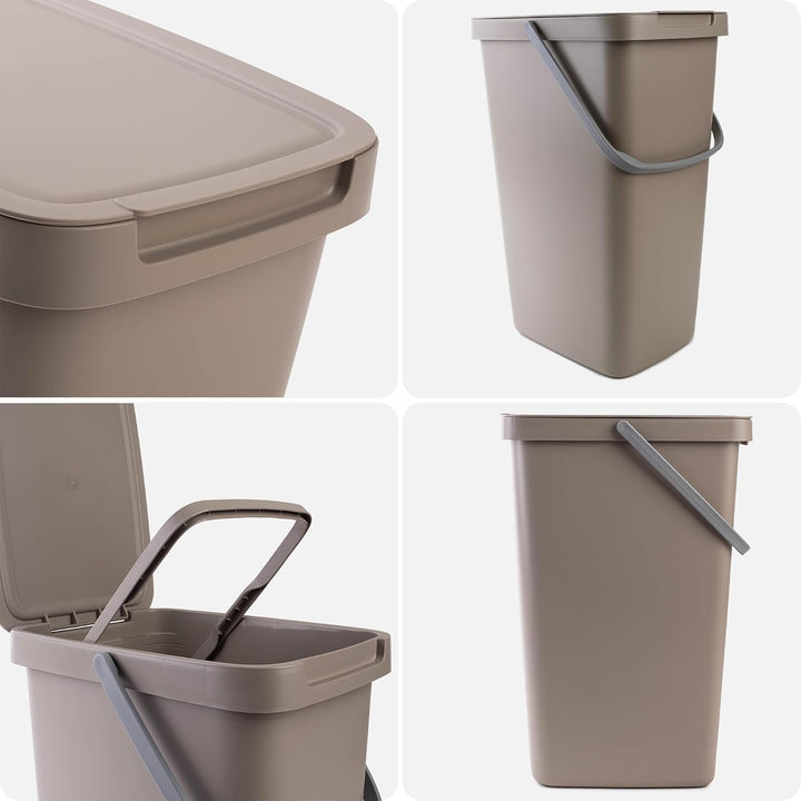 KADAX Abfallbehälter 20L, 4er Set, Abfalleimer aus Plastik mit Deckel und Griff, Mülleimer für Müllt