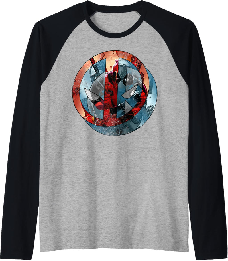 Marvel Deadpool Circle Screen Logo Raglan