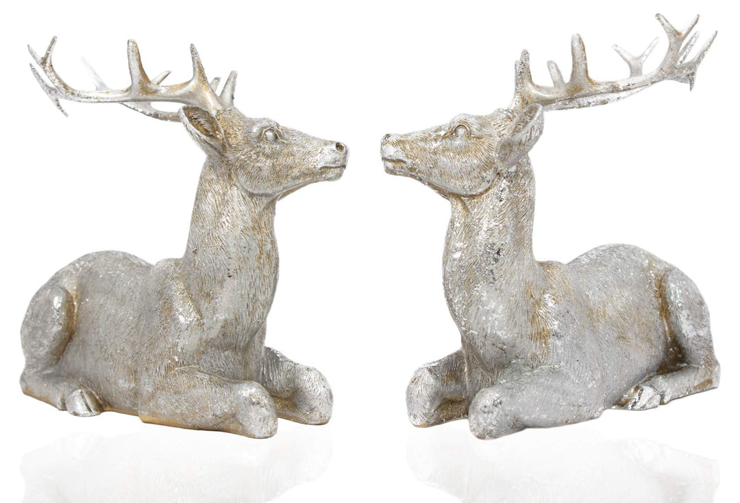 B2S BACK2SEASON Rentier Paar Nilan Silber liegend edel Weihnachtsdeko Dekoration sammeln Hirsch Kuns