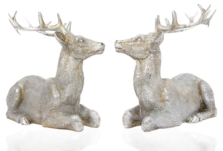 B2S BACK2SEASON Rentier Paar Nilan Silber liegend edel Weihnachtsdeko Dekoration sammeln Hirsch Kuns