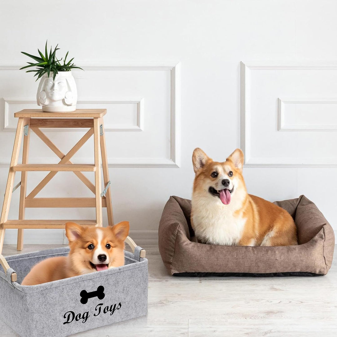 Hundespielzeug Aufbewahrung, Filz Aufbewahrungsbox für Hundespielzeug, 38cm x 25cm x 18cm，Rechteck A