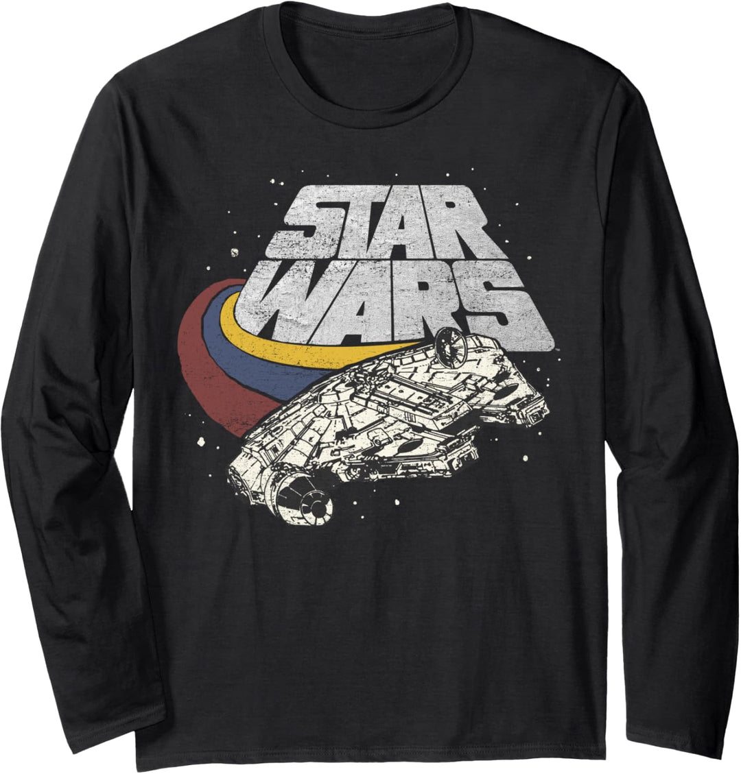 Star Wars Millennium Falcon Retro Swoop Stripes Logo Langarmshirt