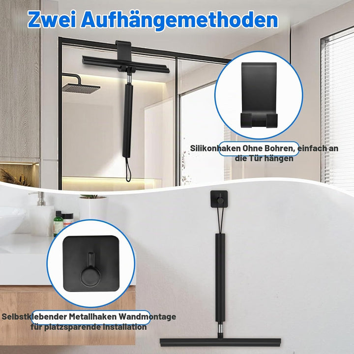 Duschabzieher Langer Stiel, 30-120cm Verstellbarer Wasserschieber Silikon Bodenabzieher mit Halterun